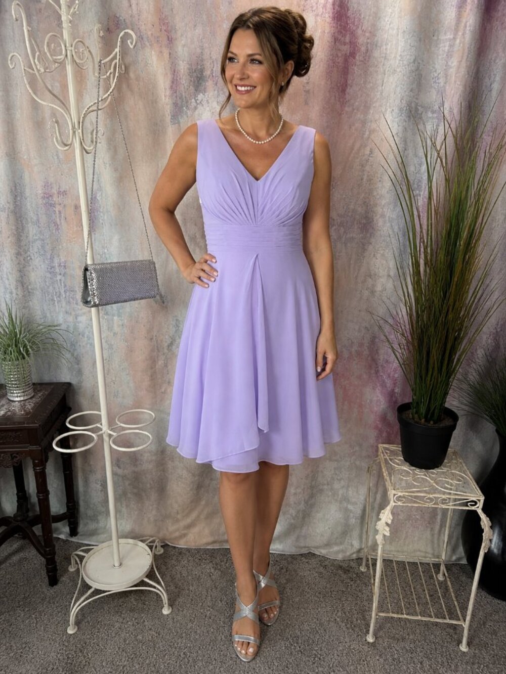 New 📌Lavetir Feminine Flowy Soft Lavender Chiffon Cocktail Bridesmaid Dress